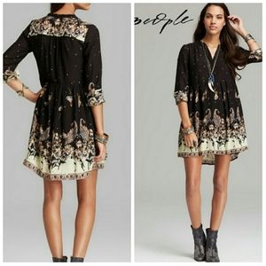 Free People Sierra Valley Gold Printed Boho Dress